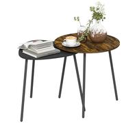 HOMCOM Set di 2 tavolini, nido di tavolini con struttura in metallo per soggiorno, camera da letto, ufficio, marrone rustico