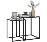 HOMCOM Set di 2 Tavolini Sovrapponibili, Tavolini da Caffè Moderni Nero