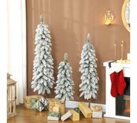 HOMCOM Set di 3 albero di Natale con neve 90/120/150 cm con supporto in metallo