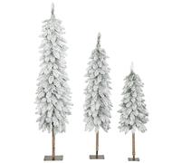 HOMCOM Set di 3 albero di Natale floccato a matita, 0,9 m, 1,2 m, 1,5 m, albero di Natale sottile con supporto in metallo, resistente al fuoco, per la decorazione di casa e ufficio