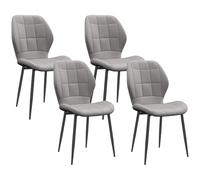 HOMCOM Set di 4 Sedie da Pranzo Moderne, Sedie da Cucina e Soggiorno con Rivestimento in Flanella e Gambe in Acciaio, Grigio