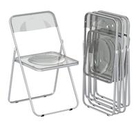 HOMCOM Set di 4 Sedie Pieghevoli in Acrilico 47x48x75 cm Grigio