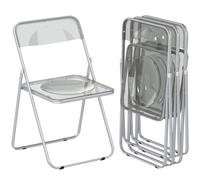HOMCOM Set di 4 Sedie Pieghevoli in Acrilico, Sedie Richiudibili da Interno Salvaspazio con Struttura in Acciaio, Sedia Pieghevole Portatile per Casa Ufficio Cucina Eventi, 47x48x75 cm, Grigio