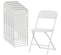 HOMCOM Set di 6 Sedie Pieghevoli in PP con Fori di Drenaggio, Sedie Richiudibili Salvaspazio Portatili in Acciaio, Sedia Pieghevole da Interno per Casa, Ufficio, Cucina, Eventi, 45x49x79.5 cm, Bianco