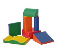 HOMCOM Set di 7 Blocchi di Costruzione Morbidi per Bambini Gioco Educativo per Casa e Scuola Bambini 1-3 Anni Multicolore