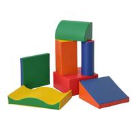 HOMCOM Set di 7 Costruzioni Morbide per Bambini da 1-3 Anni Multicolore | Set da Gioco, Blocchi Morbidi in Schiuma e Pelle PU, Giocattoli per Arrampicata, per Casa e Asilo