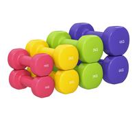Homcom Set di 8 manubri esagonali 4 paia 4 kg 3 kg 2 kg 1 kg con pesi di rivestimento per palestra domestica multicolore