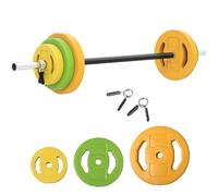 HOMCOM Set di Bilanciere e Dischi 20 kg 6 Pesi 130x28x28 cm Multicolore