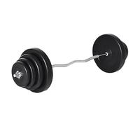 HOMCOM Set di Bilanciere e Dischi da 70 kg totali con 8 Pesi, Bilanciere Palestra Regolabile Antiscivolo in Acciaio, Plastica e Sabbia, Barra Ø25 mm, 140x38.5x38.5cm, Nero