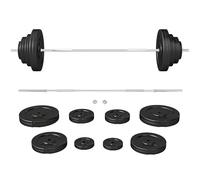 HOMCOM Set di Bilanciere e Dischi da 70 kg totali con 8 Pesi, Bilanciere Palestra Regolabile Antiscivolo in Acciaio, Plastica e Sabbia, Barra Ø25 mm, 170x40.5x40.5cm, Nero