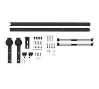 HOMCOM Set di cerniere per porte scorrevoli con funzione tampone, binari, 183 cm, nero