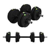 HOMCOM - Set di manubri 2 in 1, 15 kg, regolabile, con 8 dischi, per allenamento di forza, fitness, sollevamento pesi, colore nero