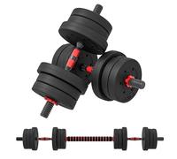 HOMCOM Set di Manubri 2 in 1 Antiscivolo con 12 Dischi Pesi da 20 kg e Connettore, Manubri Regolabili in HDPE e Sabbia, Palestra in Casa, Nero