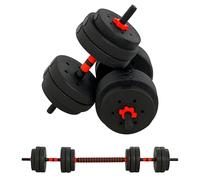 HOMCOM Set di Manubri 2 in 1 Antiscivolo con 12 Dischi Pesi da 25 kg e Connettore, Manubri Regolabili in HDPE e Sabbia, Palestra in Casa, Nero