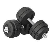 HOMCOM Set di Manubri da Palestra da 30 kg (8x2.5 kg, 4x1.5 kg), Manubri Palestra in Acciaio e Sabbia con Impugnatura Antiscivolo, per Allenamento Fitness Casa, 43x18x7.5 cm, Nero