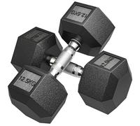 HOMCOM Set di Manubri Palestra da 2x12.5 kg Esagonale Nero