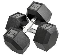 HOMCOM Set di Manubri Palestra da 2x17.5 kg Esagonale Nero