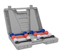 HOMCOM Set di manubri totale 10 Kg - Collaborazione Aosom.fr x FFHandball - coppie di 0,5/1/1,5/2 Kg con custodia - allenamento della forza - metallo multicolore PU