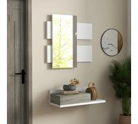 HOMCOM set di mobili ingresso 75x3,5x75 cm e 75x30,5x20 cm bianco e grigio