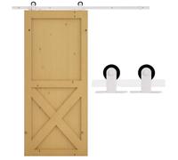 HOMCOM Set di raccordi per porte scorrevoli, 183 cm, set completo con binari, rotelle, fermaporta, blocco da pavimento, set di viti per porta, sistema scorrevole in acciaio al carbonio bianco