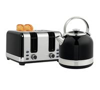 HOMCOM Set di tostapane per bollitore elettrico, 2200 W, 1,7 l, 4 fette, 7 livelli di doratura, riscaldamento e scongelamento, set per colazione con filtro per bollitore, scomparto per briciole, nero
