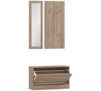 HOMCOM Set Mobili da Ingresso con Panca Scarpiera, Appendiabiti a Muro e Specchio, 80x27x46.5 cm, Marrone Scuro Aosom Italy