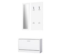 HOMCOM Set Mobili Ingresso Panca Scarpiera 80x27x46.5 cm Bianco