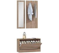 HOMCOM Set Mobili Ingresso Panca Scarpiera 80x27x46.5 cm Marrone Scuro