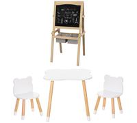 HOMCOM Set Multiplo con Set Tavolo e Sedie e Lavagna per Bambini 3 in 1