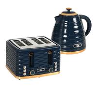 HOMCOM Set per colazione bollitore e tostapane blu