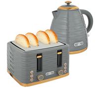 HOMCOM Set per colazione bollitore e tostapane grigio