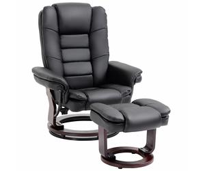 HOMCOM Set Poltrona Relax e Pouf Poggiapiedi, Girevole a 360° e Reclinabile, Similpelle PU Aosom