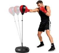 HOMCOM Set Punching Ball per Ragazzi con Altezza Regolabile 126-144cm e Guantoni