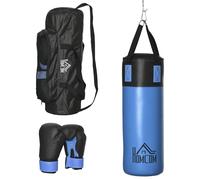 HOMCOM Set Sacco da Boxe da Appendere con Guantoni, Sacco per Pugilato a 3 Strati con Borsa di Trasporto, Blu