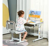 HOMCOM + set scrivania e sedia per bambini grigio regolabile in altezza 6 anni