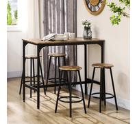 HOMCOM set sedia da Bar e tavolo da 5 pezzi con struttura in metallo marrone rustico