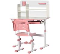 HOMCOM Set Sedia e Scrivania per Bambini 3+ Anni Regolabile con Cassetto Rosa