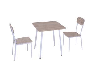 Homcom Set Tavolo con 2 Sedie da Pranzo in Legno e Metallo, Bianco