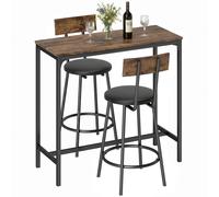 HOMCOM Set Tavolo da Bar 3 Pezzi, 60x60x90 cm, Marrone Rustico