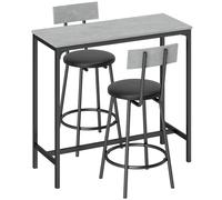 HOMCOM Set tavolo da bar con 2 sgabelli imbottiti e poggiapiedi, grigio Aosom Italy