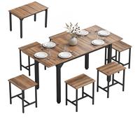 HOMCOM Set Tavolo da Pranzo Allungabile 160 cm, Noce Nero