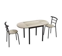 HOMCOM Set Tavolo e Sedie 3pz con 2 Sedie e Tavolo Ovale in MDF e Acciaio per Piccoli Spazi Color Legno Ideale per Cucine e Soggiorni Aosom Italy