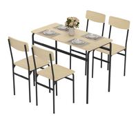 HOMCOM Set Tavolo e Sedie 5 pz Industriale Minimal Nero e color Legno