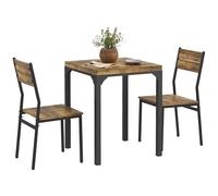 HOMCOM Set tavolo e sedie per 2 persone, tavolo da cucina con sedie, tavolo da pranzo 3 pezzi con 2 sedie da incasso, per cucina soggiorno casa, rustico