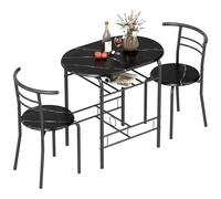 SET TAVOLO E SEDIE HOMCOM IT835-134V01BK - MDF e metallo, 80x52x76cm, ripiano inferiore salvaspazio