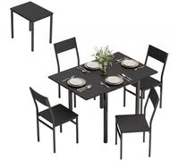 HOMCOM Set Tavolo e Sedie Sala da Pranzo 5 Pezzi Moderno 80-120 cm Nero | Set da Pranzo per 2-4 Persone, Tavolo Allungabile, 4 Sedie Impilabili Salvaspazio, Gambe Metallo, Soggiorno Cucina