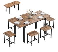 HOMCOM Set Tavolo da Pranzo Allungabile 160 cm, Noce Nero