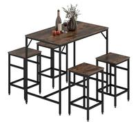 HOMCOM Set Tavolo Moderno da Cucina, Tavolo Alto con 4 Sgabelli Stile Industriale, Metallo e Legno, Arredamento Moderno, Soggiorno e Cucina, 100Lx60Px88Acm, Marrone Rustico