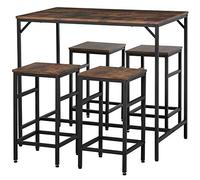 HOMCOM Set Tavolo Moderno da Cucina, Tavolo Alto con 4 Sgabelli Stile Industriale, Metallo e Legno, Arredamento Moderno, Soggiorno e Cucina, 100Lx60Px88Acm, Marrone Rustico