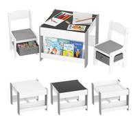HOMCOM Set Tavolo per Bambini e 2 Sedie, Piano Reversibile con Lavagna Grigio